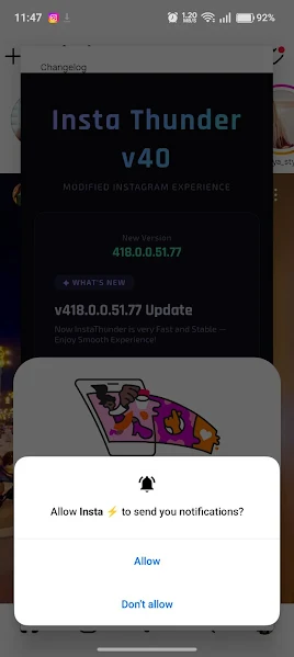 Insta Thunder on an Android phone