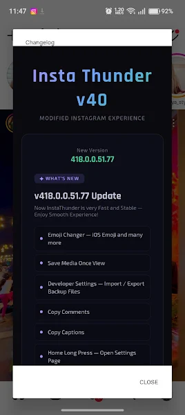 Insta Thunder download page preview